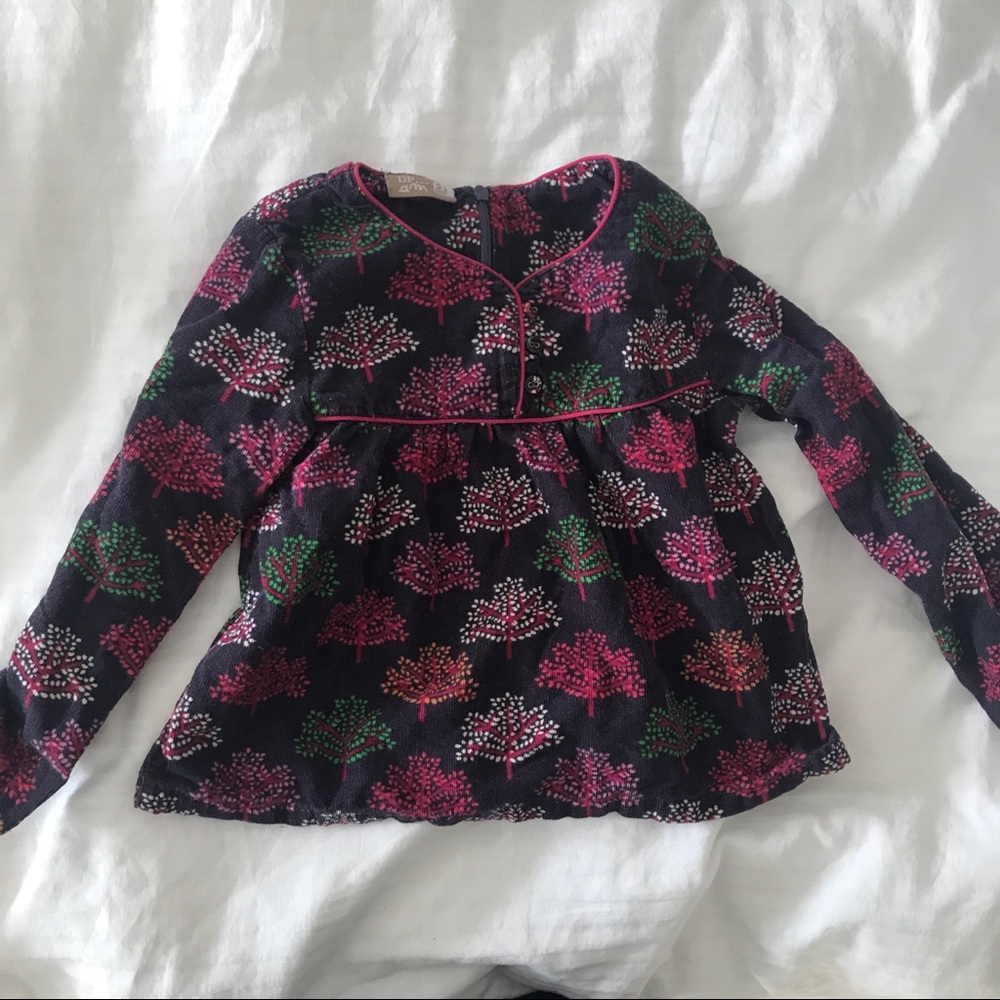 Corduroy top with tree print 5 year old